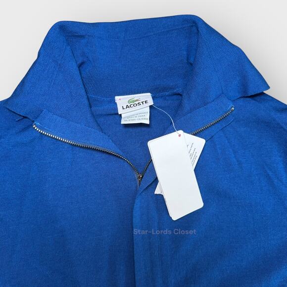 Lacoste Blue Merino Wool 1/4 Zip Pullover Sweater Size 4 Small Classic Preppy - Picture 3 of 8